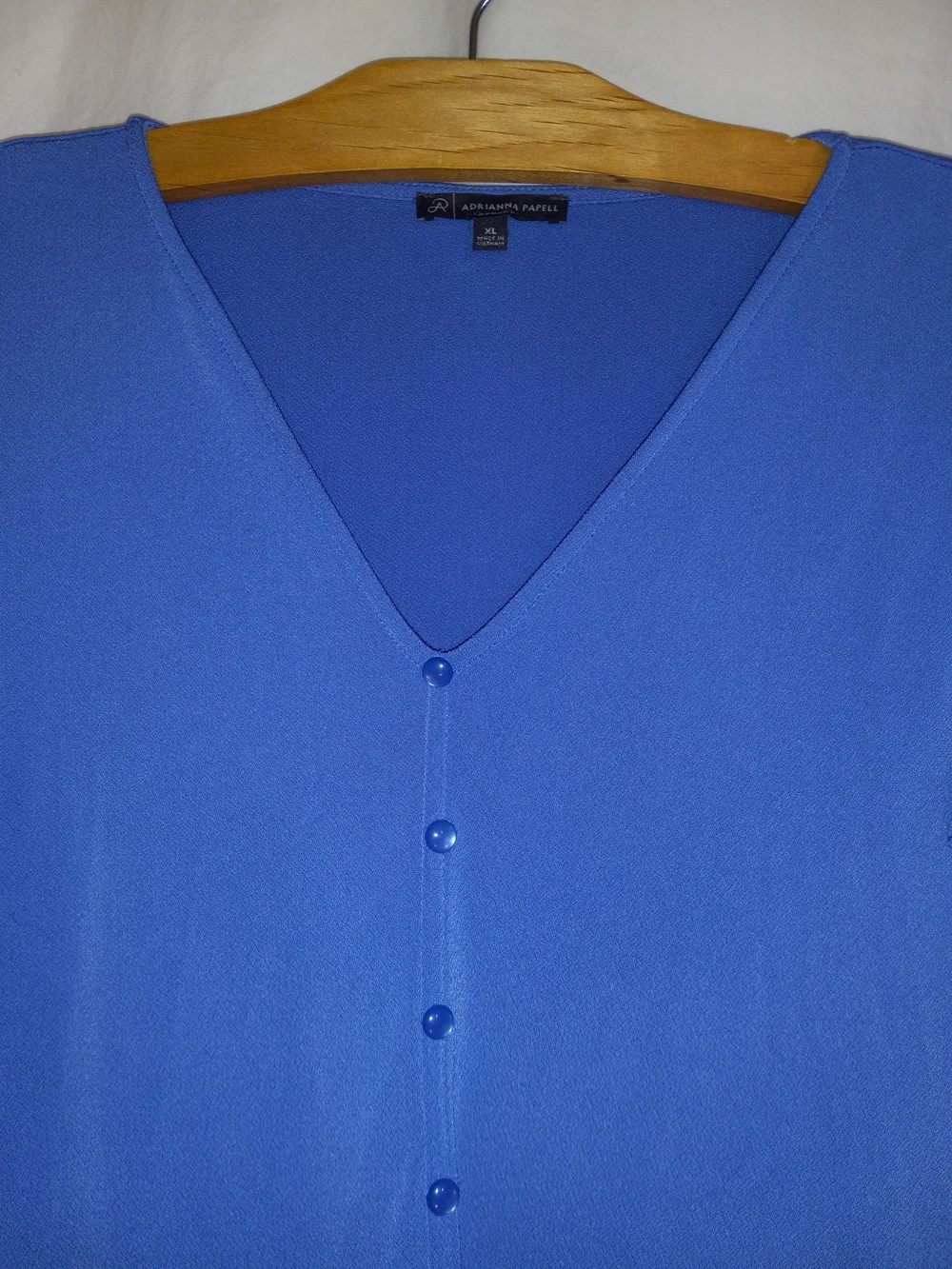 Adrianna Papell Cobalt Blue V-Neck Button Front Top with Flutter Sleeves